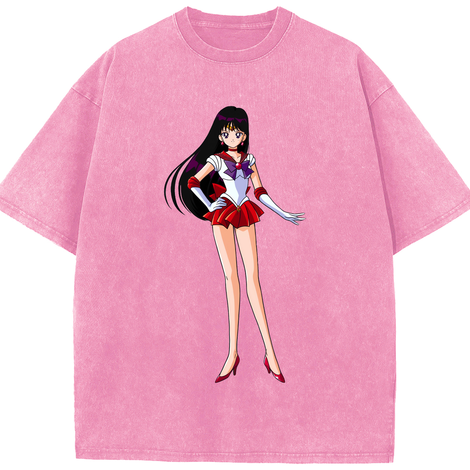 （画像用） 美少女戦士セーラームーン 火野レイ ひの レイ Sailor Moon Hino Rei （セーラーマーズ,Sailor Mars） 綿100% ヴィンテージ風 半袖Tシャツ（フロントプリント）